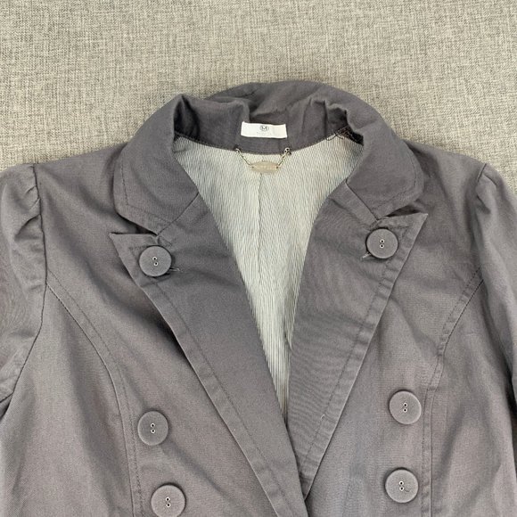 Ali & Kris Gray Jacket Medium Cuffed Long Sleeves Collared Cotton Button Detail - Picture 5 of 14